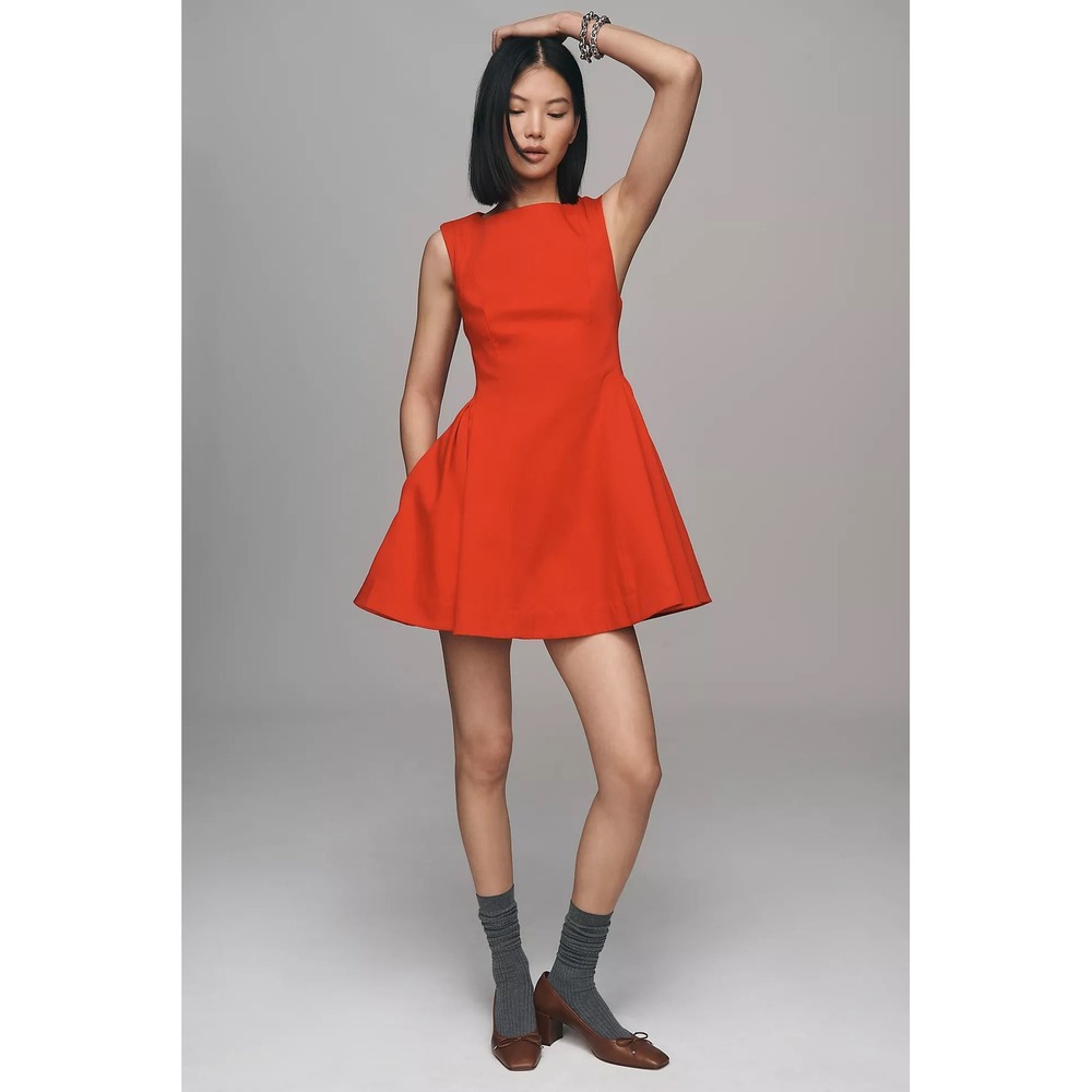 NEW‎ Maeve Sleeveless Back-Cutout A-Line Mini Dress Red Size 6